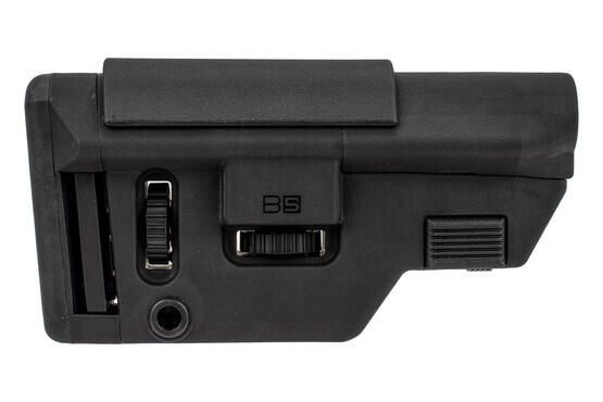 B5 Systems AR15 Collapsible Precision Stock is made from black reinforced polymer